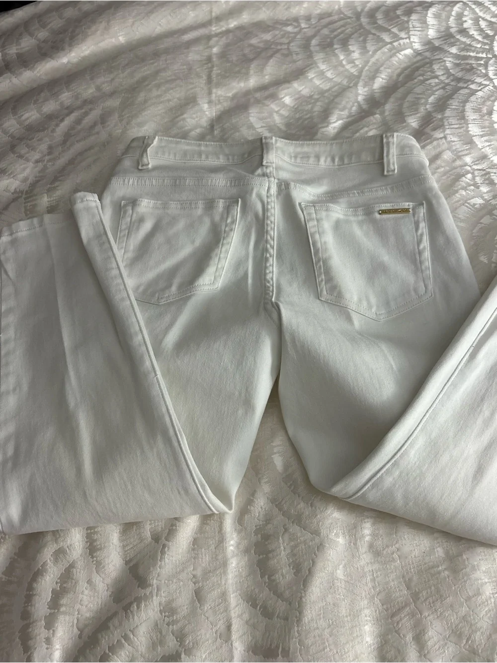 Michael Kors White Jeans with Gold-Tone Hardware